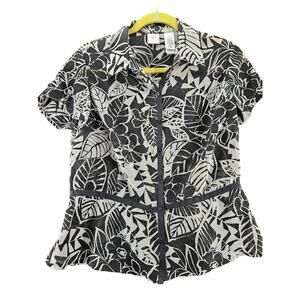 Emma James Womens Button Up Blouse Multi-Color Size 10 100% Polyester